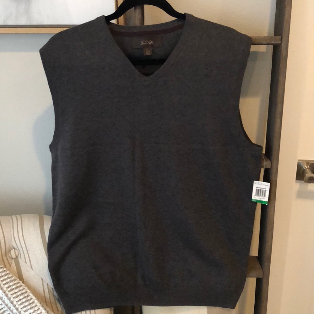 Tasso Elba Charcoal Gray V-neck Sweater Vest NWT
